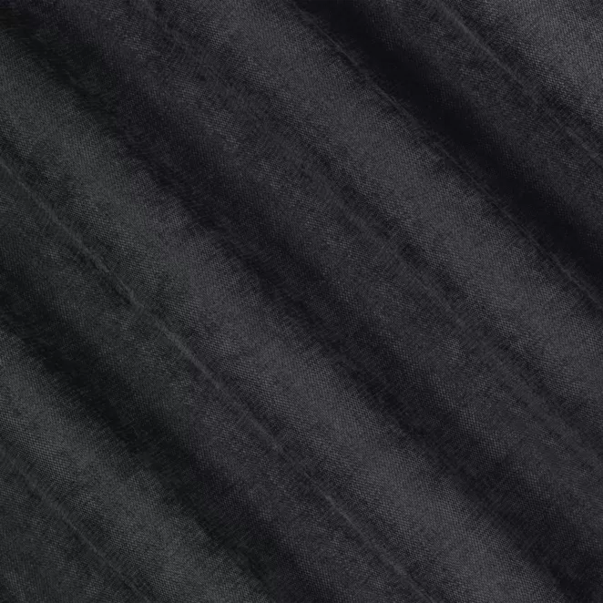 E34/24 Zasłona szyta na taśmie 5 cm czarna z miękkiej w dotyku tkaniny szenilowej