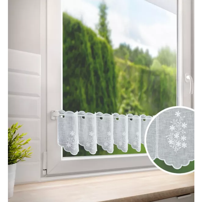 H240/7 Tkanina firanowa zazdrostka z haftowanym wzorem