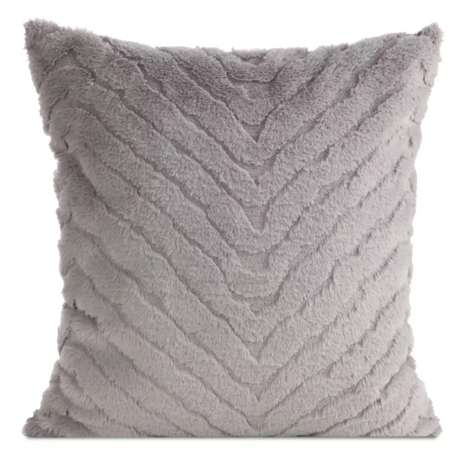 Poszewka na poduszkę 45x45 cm futrzana srebrna zdobiona efektem 3D KATE