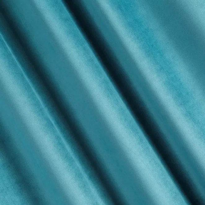 L90/6 Zasłona szyta na taśmie 5 cm LIVIA turkusowa z miękkiego welwetu zaciemniającego typu BLACKOUT o gramaturze 400g/m2