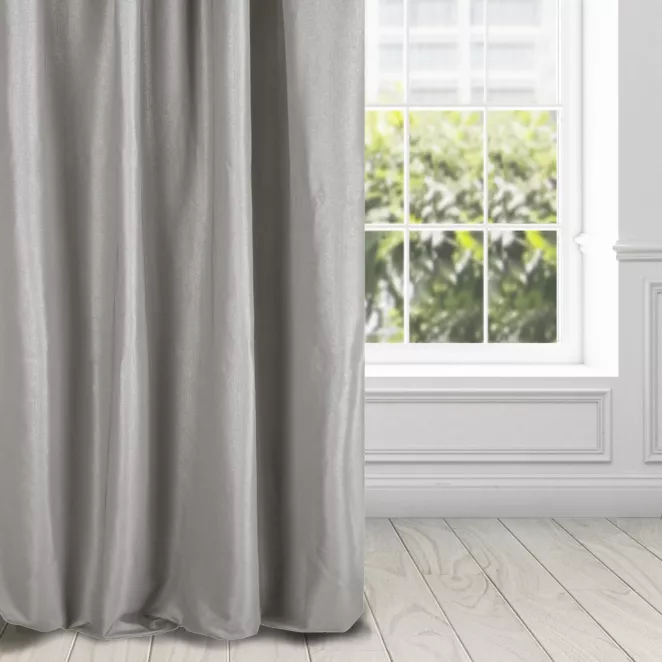 Zasłona ciemnobeżowa z tkaniny lureksowej 140x270 taśma - AGGIE