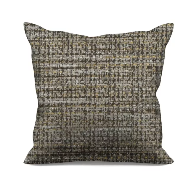 Poszewka szyta grafitowo złota z tkaniny o grubym, naturalnym splocie z połyskiem