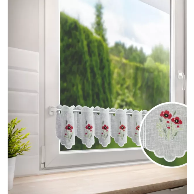 H239/9 Tkanina firanowa zazdrostka z haftowanym wzorem