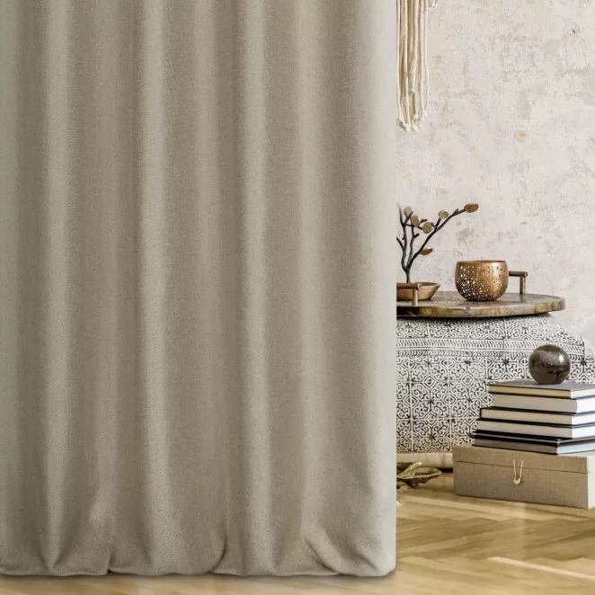 Zasłona szyta na taśmie 5 cm szampańska z miękkiej tkaniny z efektem melanżu