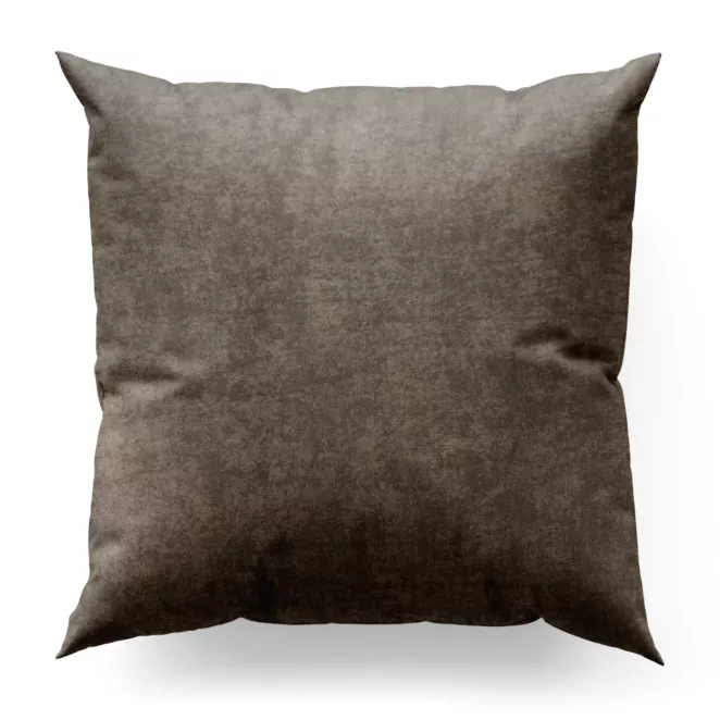 Poszewka szyta jasnobrązowa z miękkiej tkaniny szenilowej typu dimout o naturalnym splocie