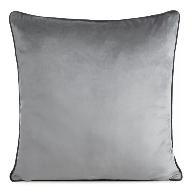 Poszewka na poduszkę 45x45 cm welwetowa kolor grafitowy o delikatnym połysku z ozdobną lamówką GAJA 2