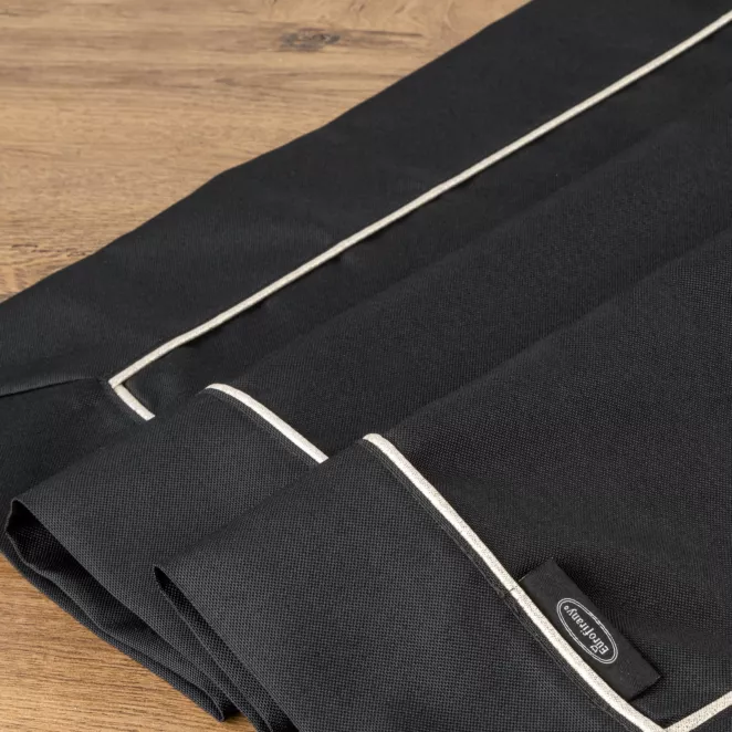 Bieżnik na stół czarny 85x85 cm KARIN z ozdobną listwą oraz złotą wypustką w eleganckim opakowaniu