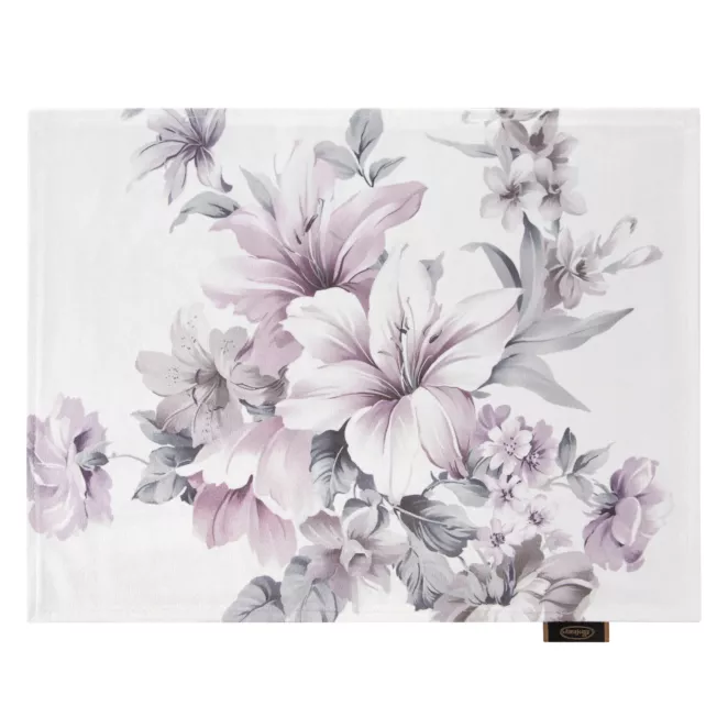 Komplet podkładek 4 szt 30x40 cm pudrowo, kremowy dwustronnych, welwetowych VELVET 5 zdobionych kwiatami