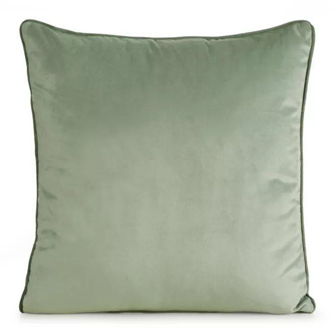 Poszewka na poduszkę 45x45 cm welwetowa kolor jasnomiętowy o delikatnym połysku z ozdobną lamówką GAJA 2
