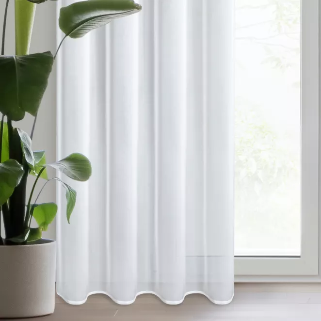 Firana biała z subtelnym wzorem delikatnej kratki 140x270 cm przelotka TINA