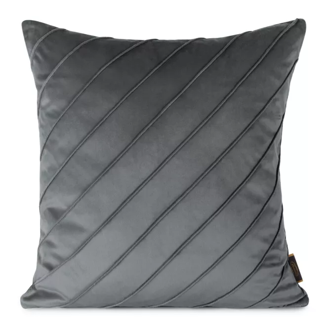 Poszewka na poduszkę 45x45 cm welwetowa stalowa z geometrycznym przeszywanym wzorem NALA Eurofirany Premium
