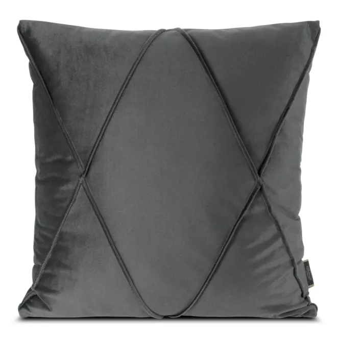 Poszewka na poduszkę 45x45 cm welwetowa stalowa z geometrycznym przeszywanym wzorem NALA 1 Eurofirany Premium
