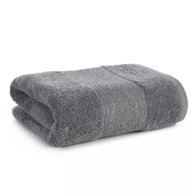 Ręcznik kąpielowy 70x140 cm bawełniany kolor stalowy z błyszącą bordiurą AMBER