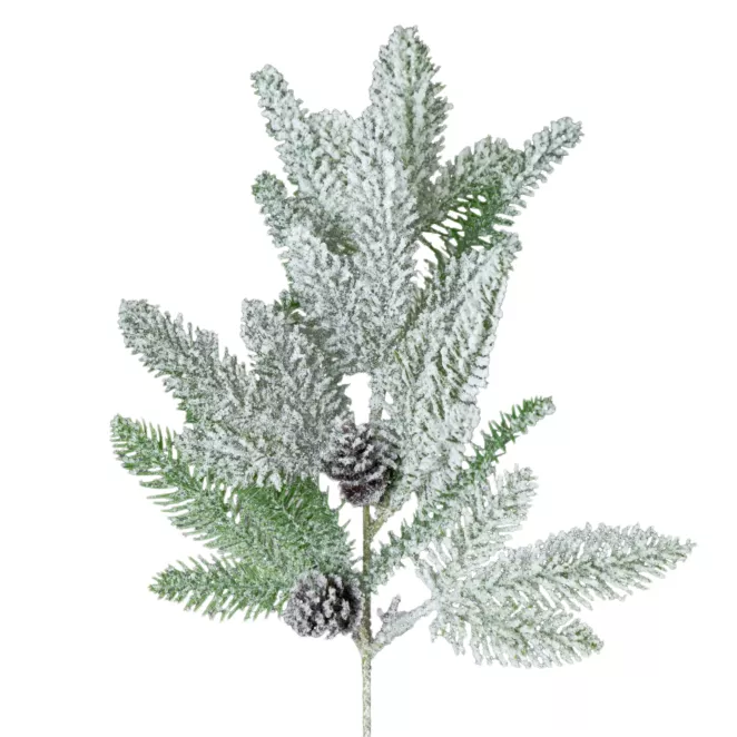 Świąteczna gałązka z szyszkami i efektem szronu