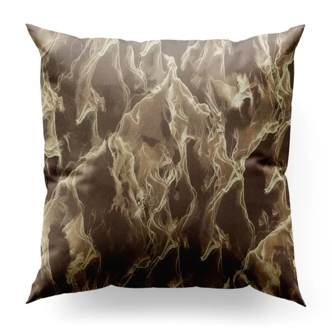 Poszewka szyta brązowo złocista z tkaniny welwetowej ze złotym marmurkowym nadrukiem