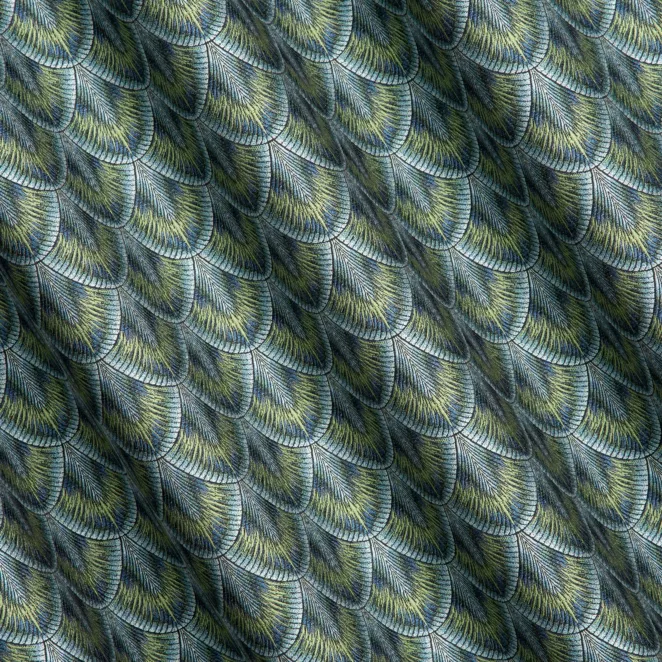 R168/2 Zasłona szyta na taśmie 5 cm czarno turkusowa z miękkiej, lekko połyskującej tkaniny