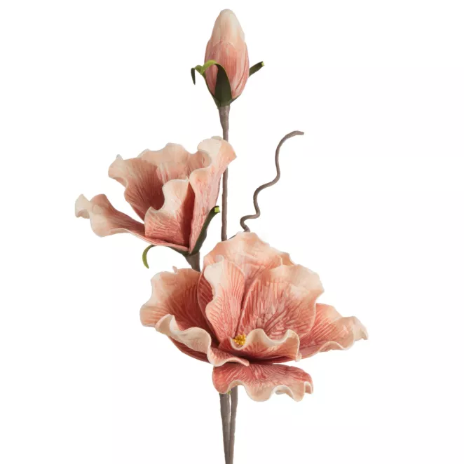 Kwiat sztuczny duży różowo, kremowy z plastycznej pianki foamiran 76 cm