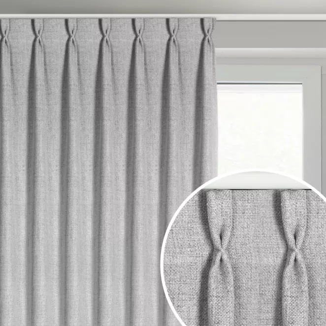 Zasłona srebrna o płóciennym splocie z efektem melanżu 125x270 cm (wymiar podany na gotowo) system flex - JULA