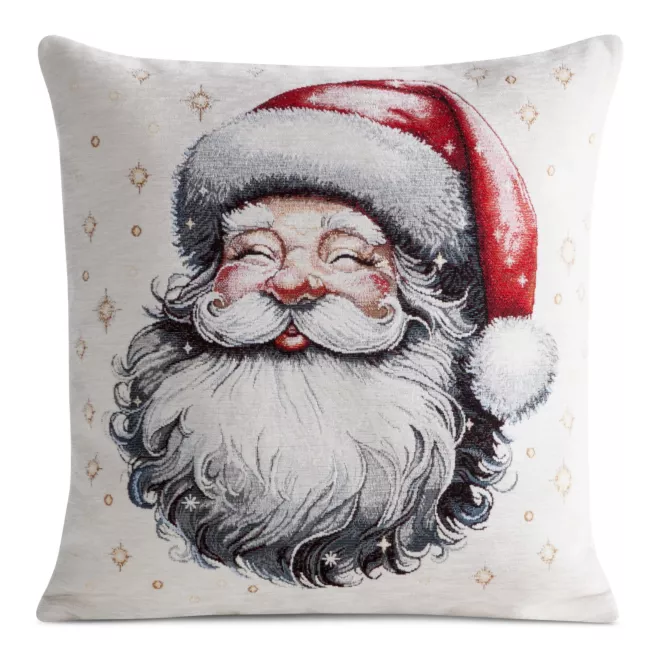 Poszewka na poduszkę świąteczna 45x45 cm gobelinowa z tkanym wzorem mikołaja