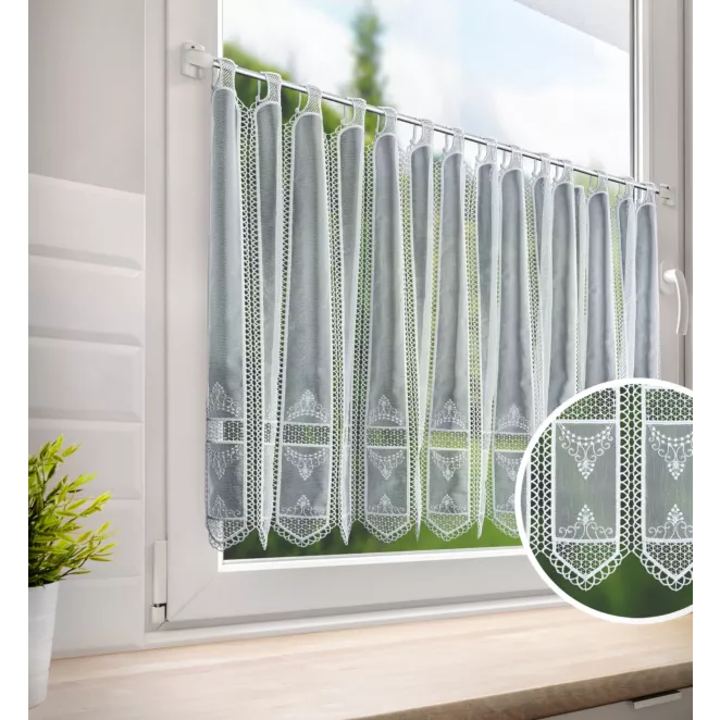 Tkanina firanowa zazdrostka z haftem i ażurem