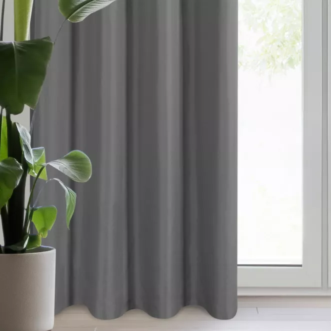 Zasłona grafitowa z gładkiej matowej tkaniny 140x250 cm przelotka - ADARI