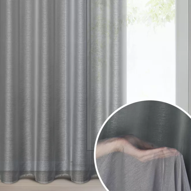 Firana stalowa o strukturze drobnego deszczyku wzór poziomy 140x250 cm przelotka REBECCA