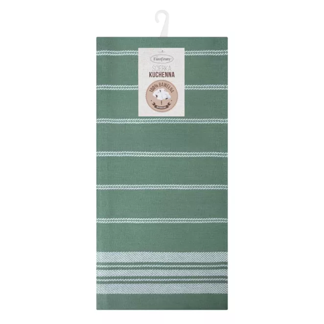 Komplet ściereczek kuchennych 2szt 50x70 cm bawełniany kolor zielony w kratkę oraz subtelne pasy 200 g/m2 RUBI