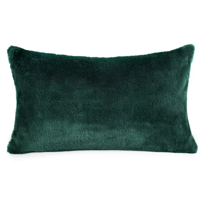 Poszewka na poduszkę 30x50 cm ciemnozielona z miękkiej futrzanej tkaniny NINA