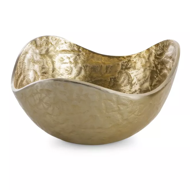 Metalowa misa PEDRO o falujących brzegach złota