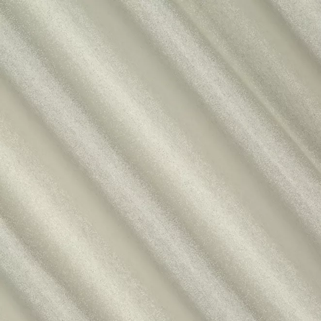 L176/2 Zasłona szyta na taśmie 5 cm naturalno srebrna z gładkiej tkaniny przeplatanej błyszczącą lureksową nicią