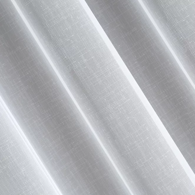 L75/3 Firana szyta na taśmie 5 cm ALBERTA biała z półprzezroczystej matowej tkaniny o naturalnym splocie