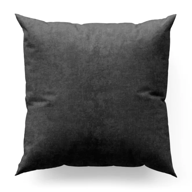 Poszewka szyta czarna z miękkiej tkaniny szenilowej typu dimout o naturalnym splocie