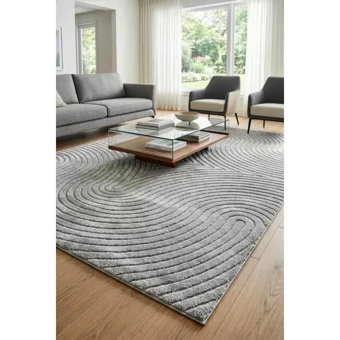 Dywan 60x100 cm stalowy z tłoczonym wzorem 3D VENUS BOHO 1