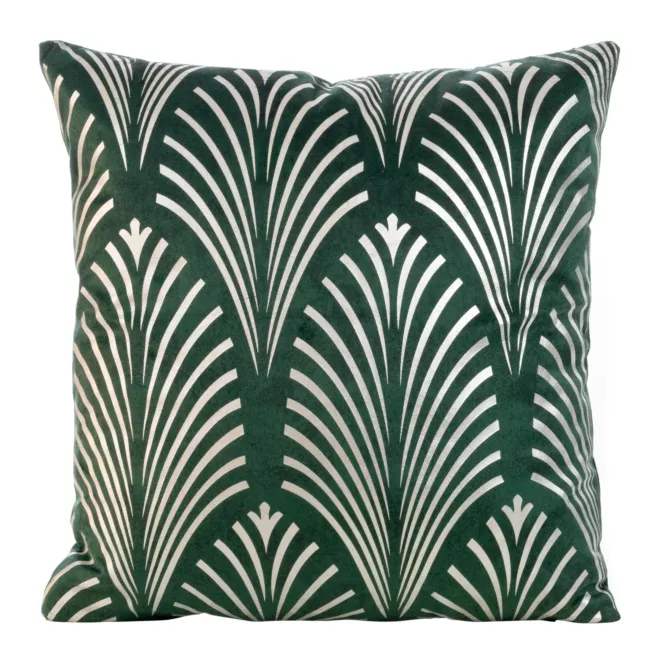 Poszewka na poduszkę 45x45 cm welwetowa ciemnozielona z srebrnym nadrukiem BLINK 27