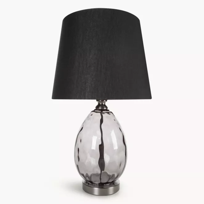 Lampa stołowa nocna czarna MAYA z podstawą z dymionego szkła