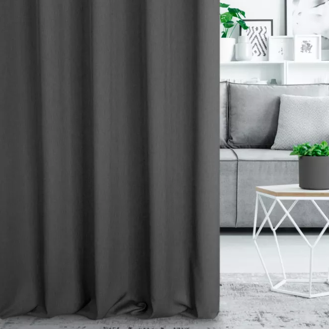 Zasłona szyta na taśmie 5 cm stalowa z miękkiej tkaniny z efektem melanżu