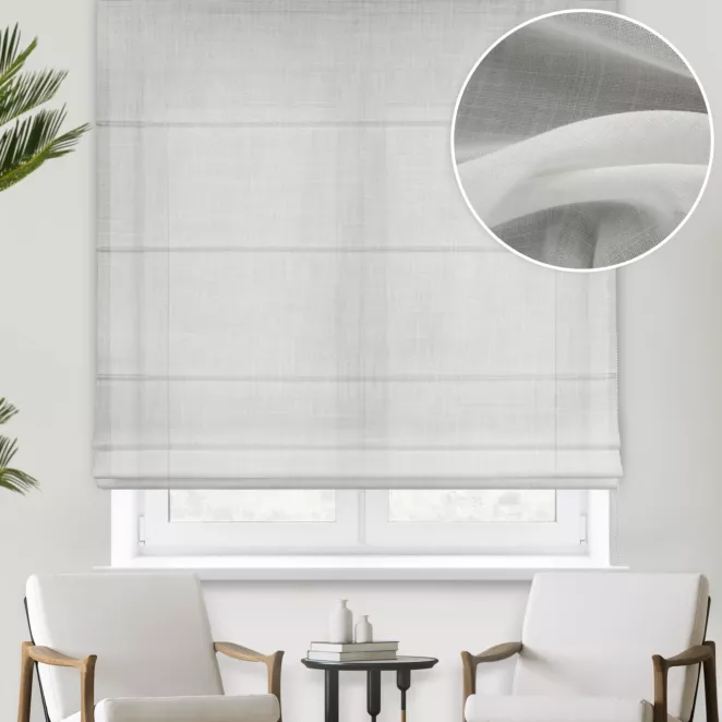 Roleta rzymska naturalna z matowej gęsto tkanej etaminy o naturalnym splocie i wysokości 350cm