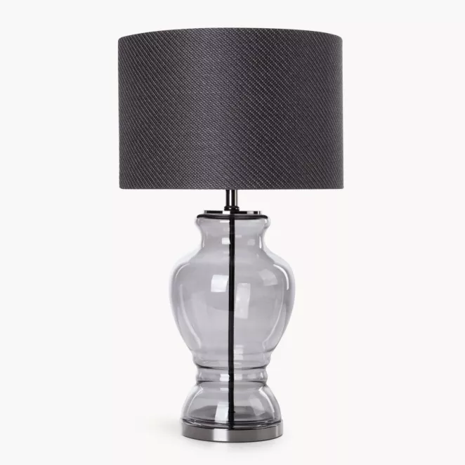 Lampa stołowa czarna MATEO z podstawą z dymionego szkła