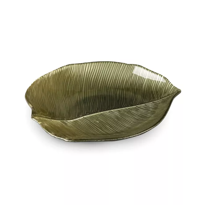 Patera ERIKA ze szkła artystycznego w kształcie liścia