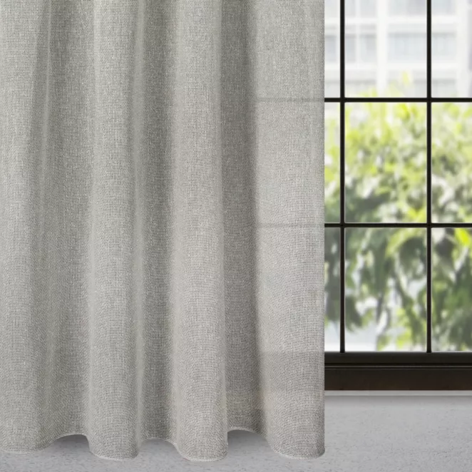 Zasłona srebrna z siateczki 140x270 cm taśma - EMILIA