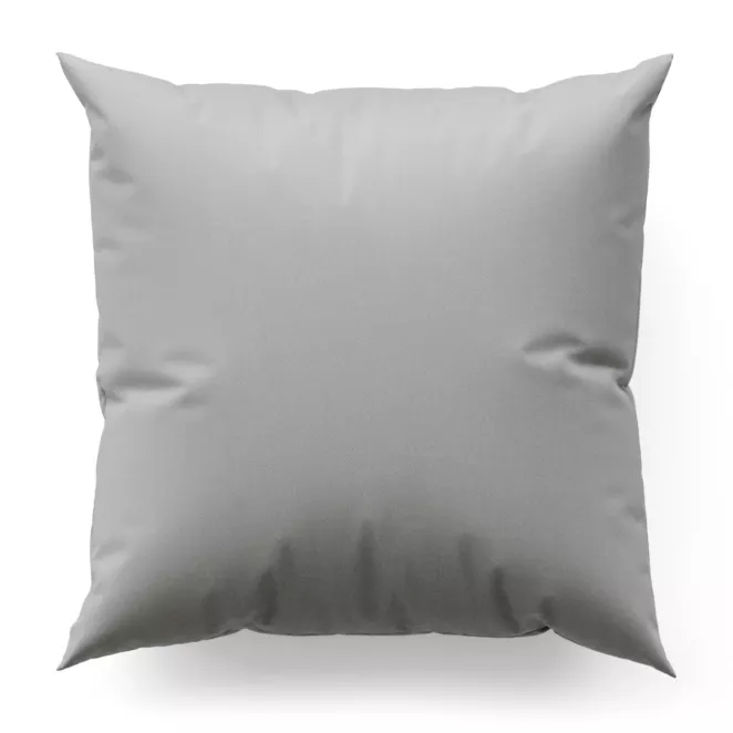 Poszewka szyta jasnosrebrna z gładkiej tkaniny zaciemniającej typu dimout wykończona obciążnikiem