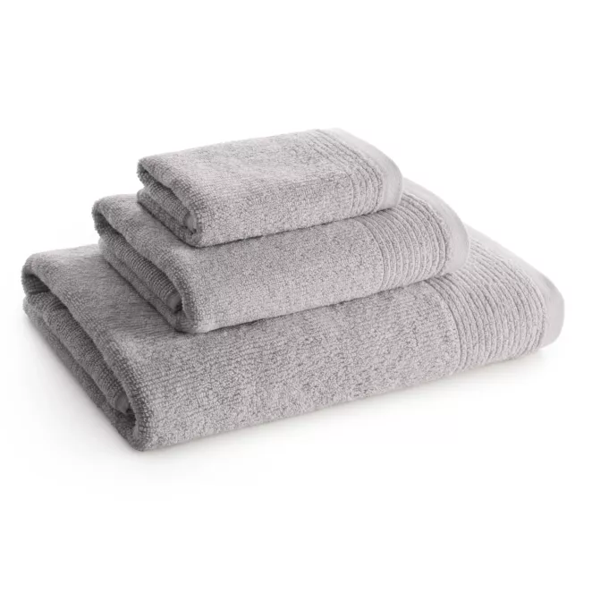 Ręcznik do rąk 30x50 cm bawełniany kolor jasnosrebrny zdobiony błyszczącą bordiurą 500 g/m2 LARI