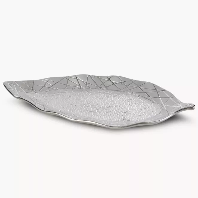 Patera ceramiczna ALIRA łącząca strukturalną powierzchnie z lśniącym wzorem