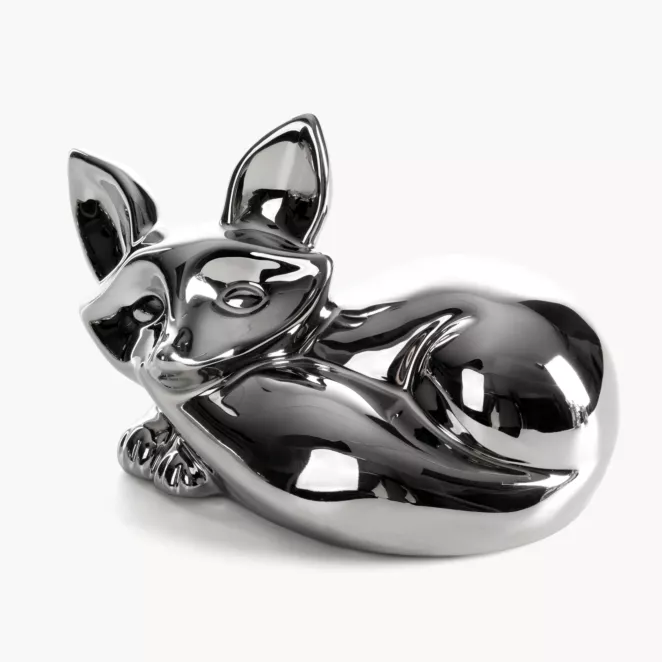 Figurka dekoracyjna wiewiórka srebrna o wysokim połysku 18x11x11 cm FABIO