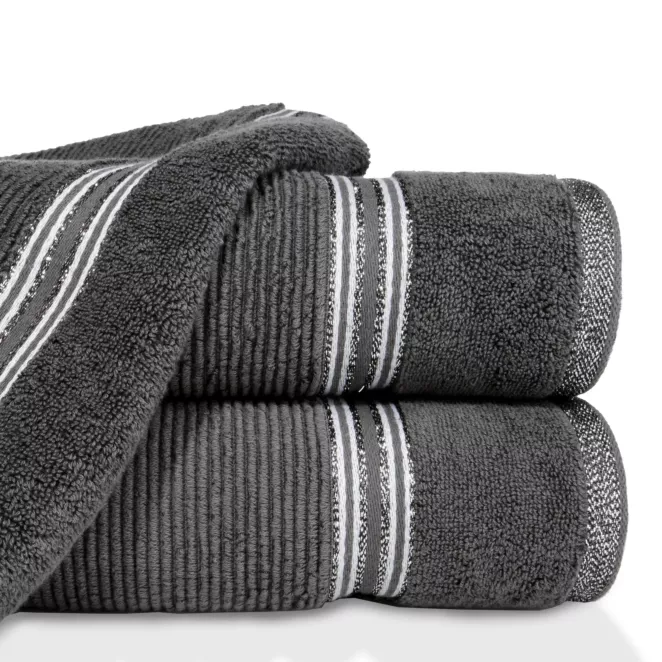 Ręcznik kąpielowy 70x140 cm bawełniany kolor stalowy z błyszczącą bordiurą 530 g/m2 FILON