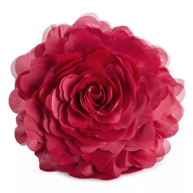 Okrągła poszewka o średnicy 40 cm bordowa z ozdobnym kwiatem 3D FLORES 6