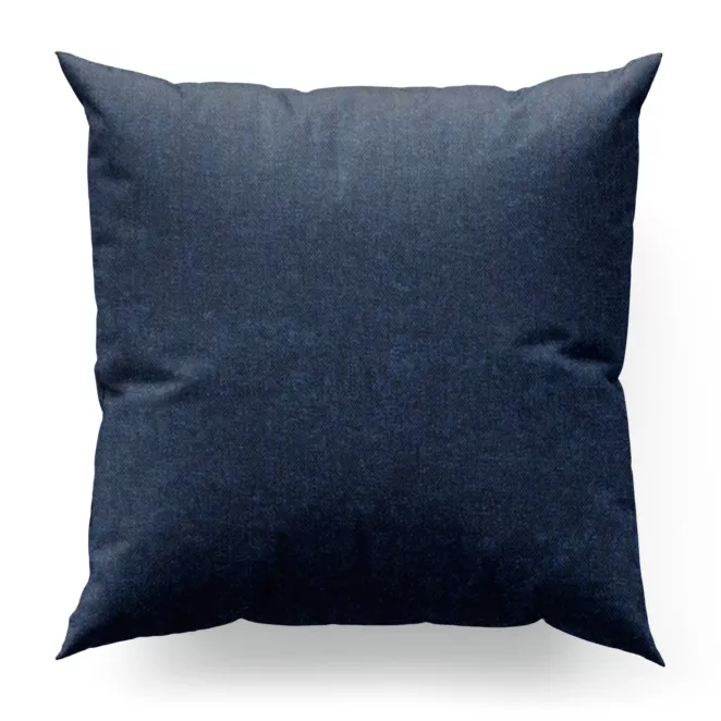 Poszewka szyta granatowa z miękkiej tkaniny szenilowej typu dimout o naturalnym splocie