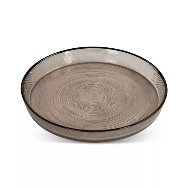 Patera LEA z dymionego szkła artystycznego o prążkowanej powierzchni