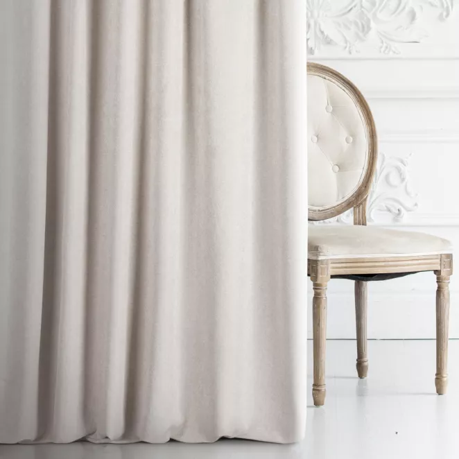 Zasłona szyta na taśmie 5 cm VISCAYA beżowa z melanżowej i miłej w dotyku tkaniny