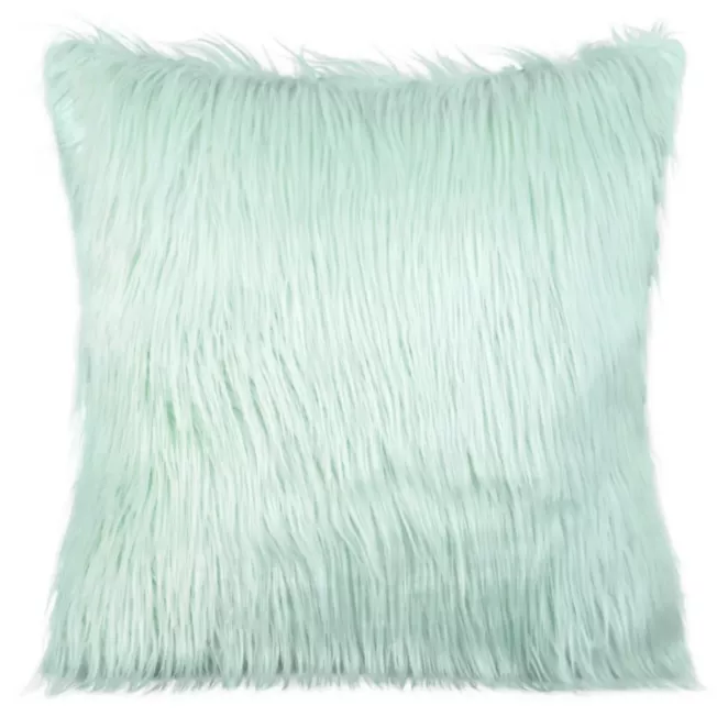 Poszewka na poduszkę 55x55 cm jasnomiętowa z miękkiego futerka